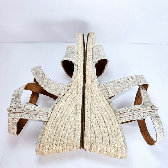 Lucky‎ Brand Maeli Beige Gold Strappy Espadrille Wedge Sandals Size 10M - Picture 5 of 7